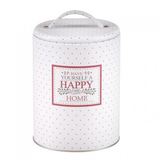 Altom Design okrogla posoda za shranjevanje Happy Home - bela