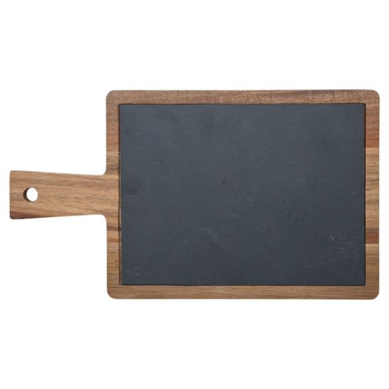 ESTIA servirni pladenj iz skrilavca z lesenim podstavkom AKACIJA 28x17cm - 07-24208