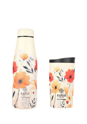 ESTIA set izolirana potovalna steklenička za vodo in skodelica za kavo SUMMER REVERIE