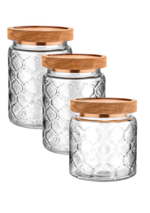ESTIA set 3 steklenih posod za shranjevanje  ALLURE EMBOSSED