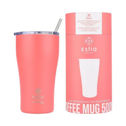 ESTIA izolirana potovalna skodelica 500 ml s slamico iz nerjavečega jekla - 01-23164 Fusion Coral